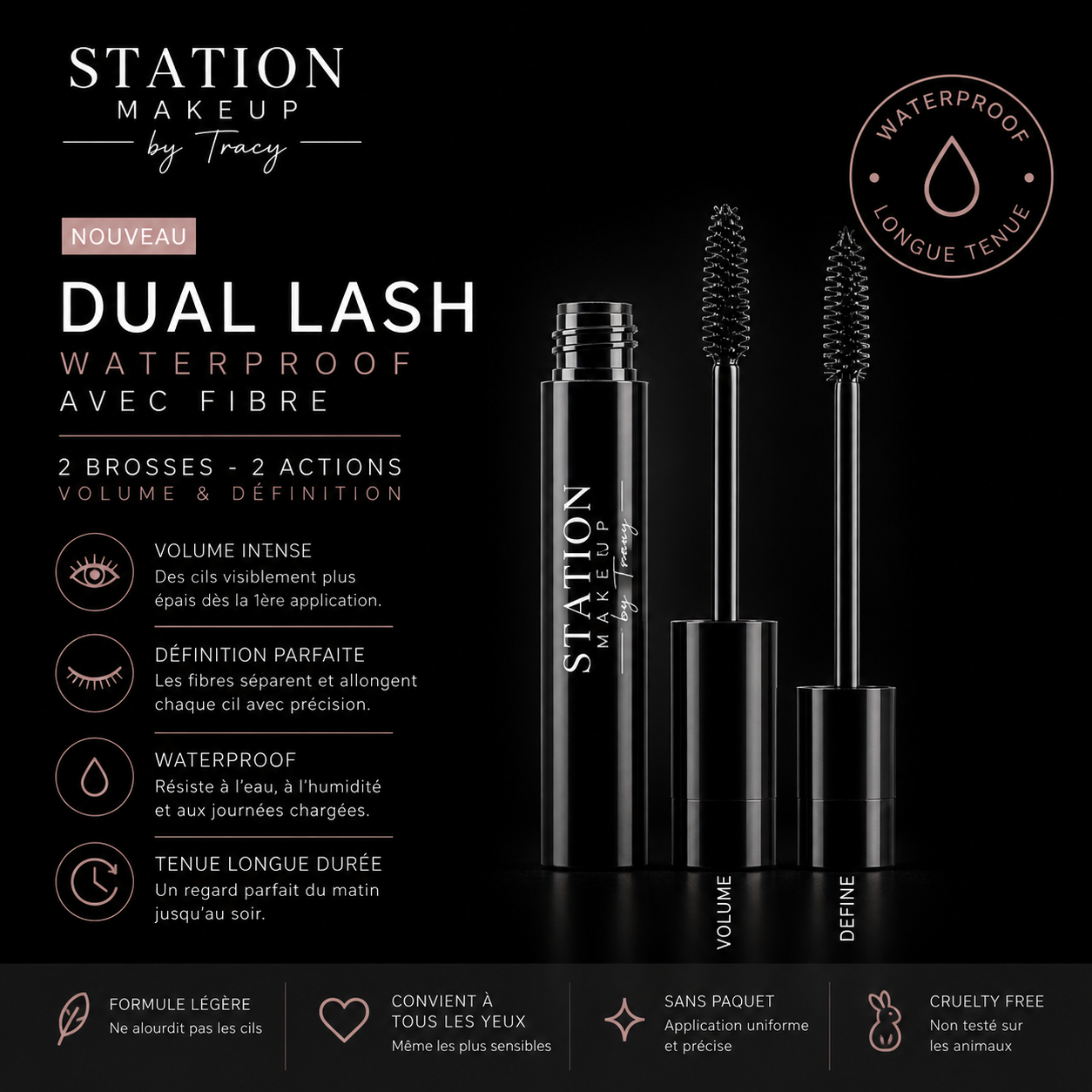 Mascara Waterproof avec fibres Dual Lash