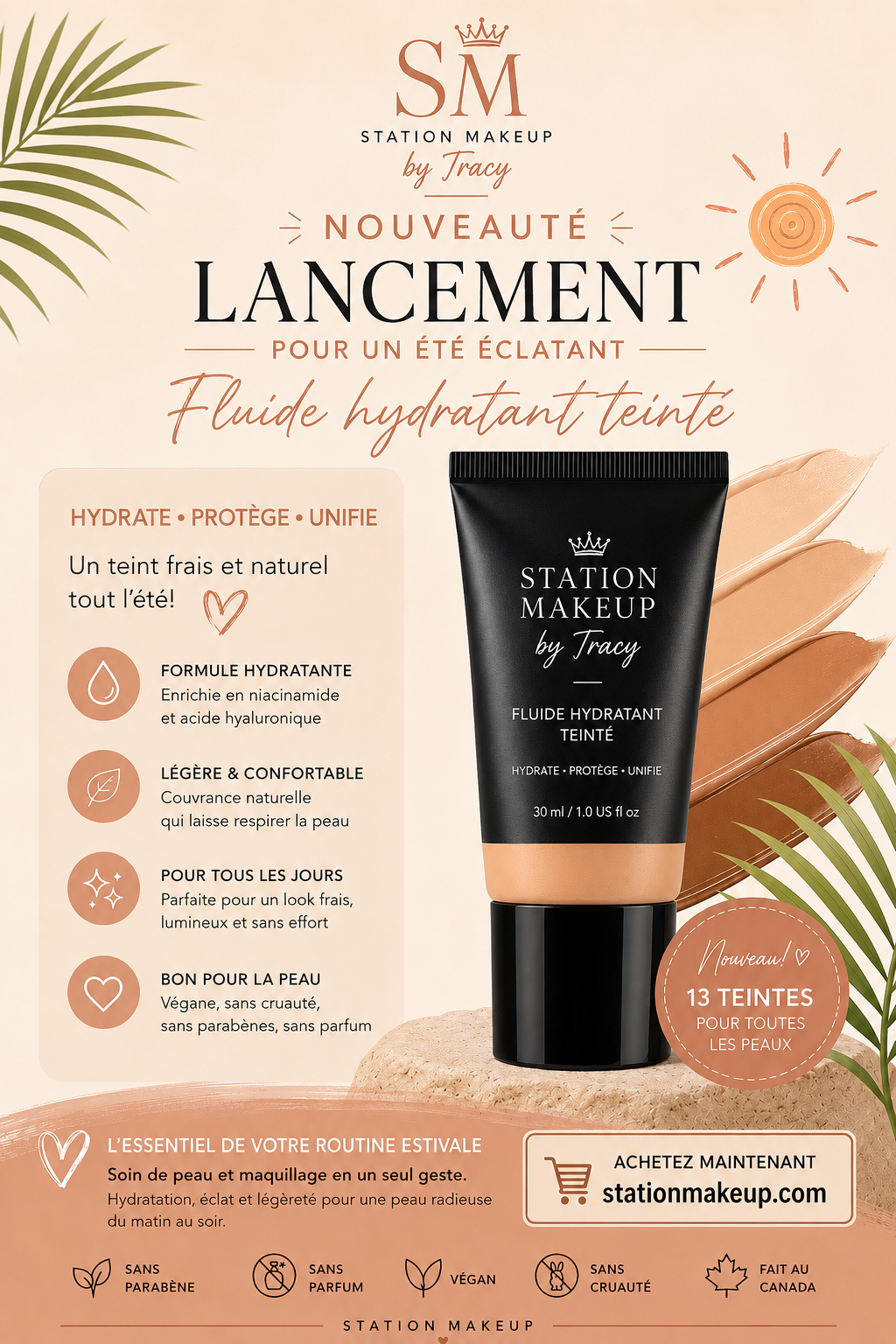 Fluide hydratant teinté
